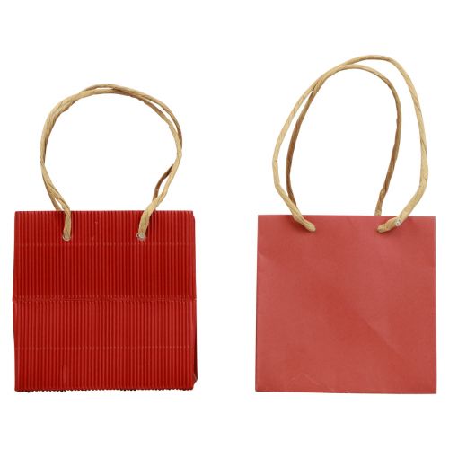 Artikel Papieren zakken rood met handvat cadeauzakjes 10,5×10,5cm 8st