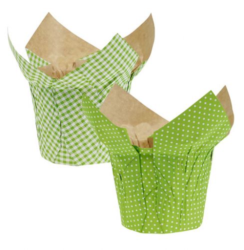 Floristik24 Papieren pot Ø12cm H9cm groen assorti. 8st