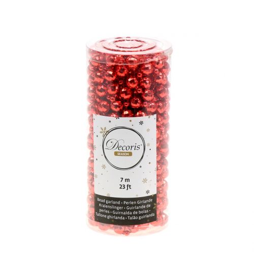 Floristik24 Parel slinger Kerstboomdecoratie rood 7m