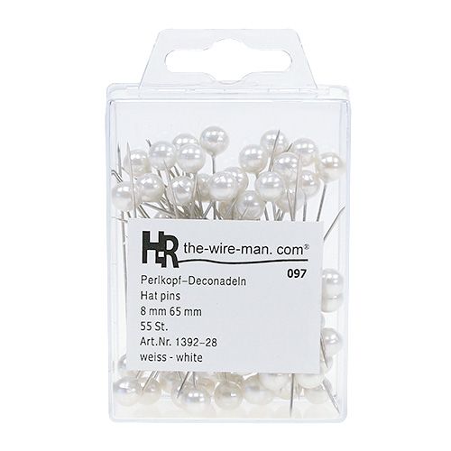 Artikel Parelkopnaalden wit Ø8mm L65mm 55 st