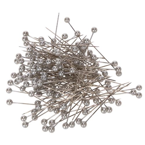 Bloemisten- en decoratiespelden met parelkop, zilver, Ø4mm, 40mm, 150 stuks