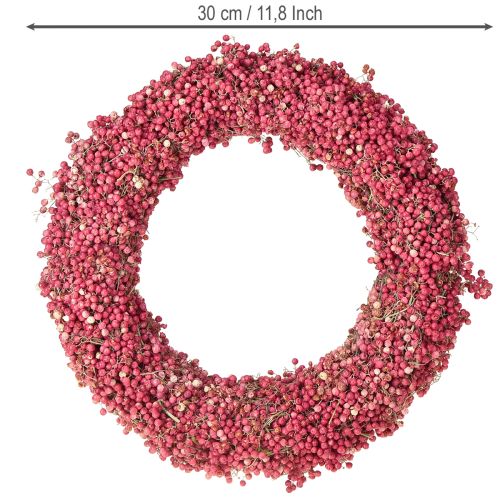 Artikel Peperkrans roze peperbessenkrans gedroogde krans Ø30cm