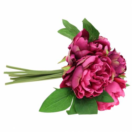 Floristik24 Kunstbloemboeket met pioenrozen magenta paars Ø27cm 1 stuk