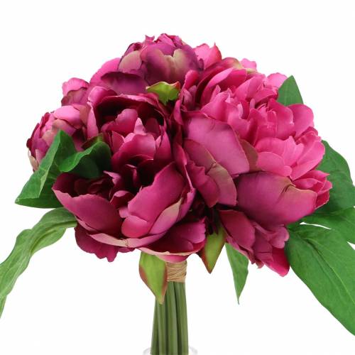 Floristik24 Kunstbloemboeket met pioenrozen magenta paars Ø27cm 1 stuk
