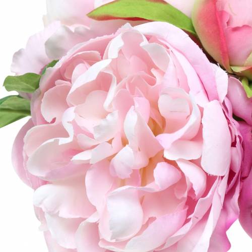 Floristik24 Kunstbloemboeket met pioenrozen roze Ø27cm 1 stuk