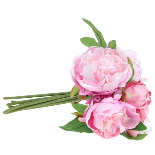 Floristik24 Kunstbloemboeket met pioenrozen roze Ø27cm 1 stuk