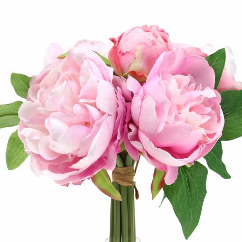 Floristik24 Kunstbloemboeket met pioenrozen roze Ø27cm 1 stuk