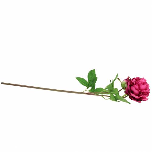 Floristik24 Pioen kunstbloem met bloesem en knop paars magenta 68cm