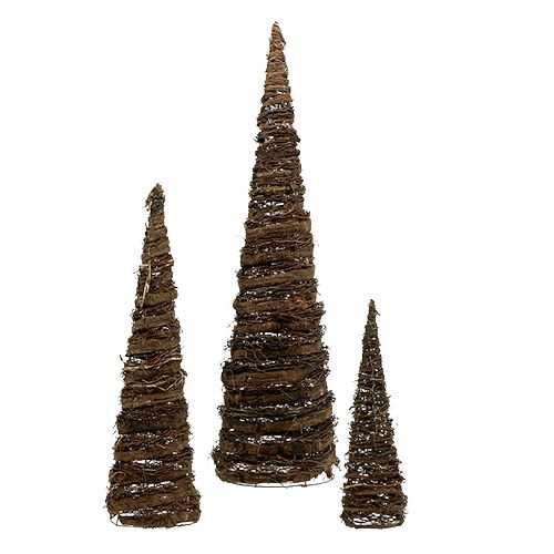 Plantkegels naturel set van 3 40x10/60x15/80x20cm