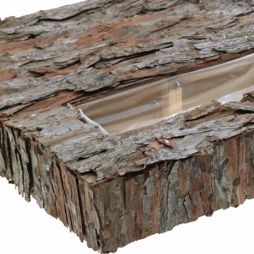 Artikel Decoratieve onderzetter met plantenbak pijnboomschors 45×30cm H6cm