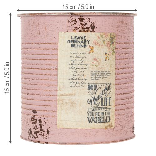 Artikel Bloempot, antieke roos, decoratieve metalen doos, vintage, Ø15,5 cm H15 cm