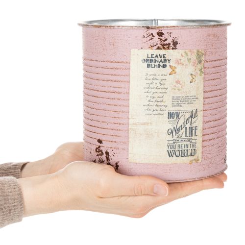 Artikel Bloempot, antieke roos, decoratieve metalen doos, vintage, Ø15,5 cm H15 cm