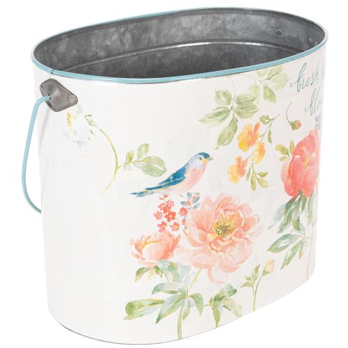 Ovale vintage bloempot voor lentedecoratie, metaal, 26/22/17 cm, set van 3 | Floristik24.nl