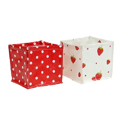 Floristik24 Plantenbak 12x12cm 6st. rood Wit