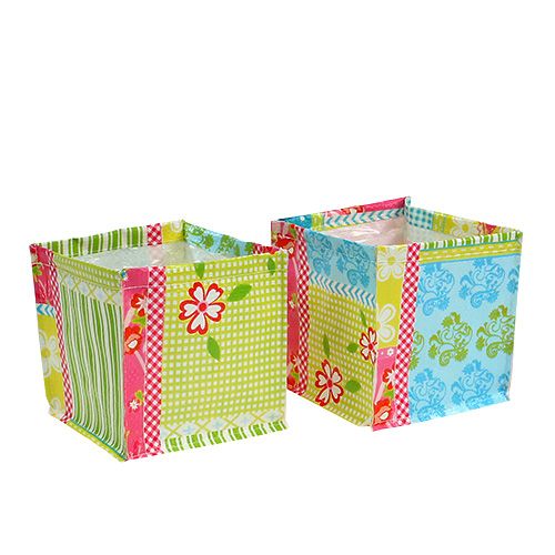 Floristik24 Plantendoos patchwork 12x12cm 6st