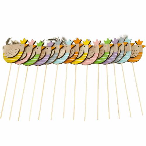 Plant plug kip kleurrijke decoratie plug hout hen paasdecoratie 14st
