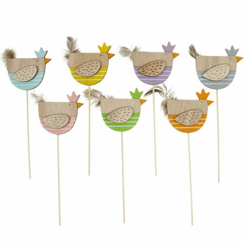 Plantpluggen kleurrijke kip decoratieve pluggen hout kip Paasdecoratie 14 stuks