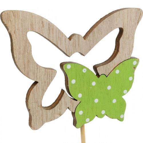 Plantenplug vlinder op stok hout lente decoratie 16st