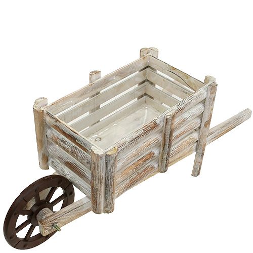 Floristik24 Plantenbak kruiwagen wit 58cm x 22cm x 20cm
