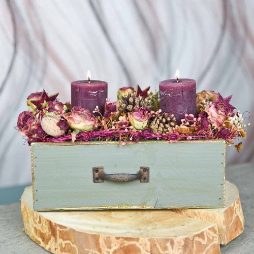 Floristik24 Plantenbak decoratieve lade hout shabby chic groen 25x13x9cm