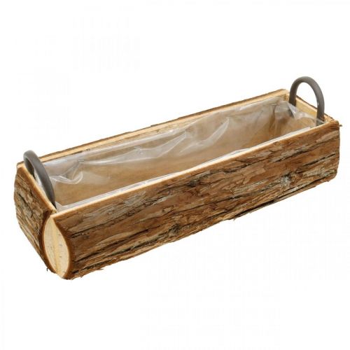 Floristik24 Planter, houten kist met schors, bloempot met handvatten 46cm