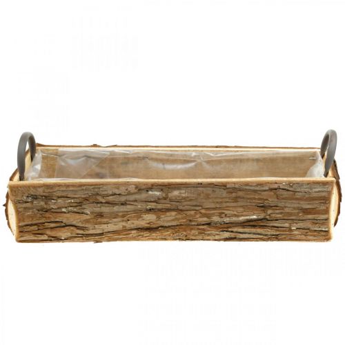Floristik24 Planter, houten kist met schors, bloempot met handvatten 46cm
