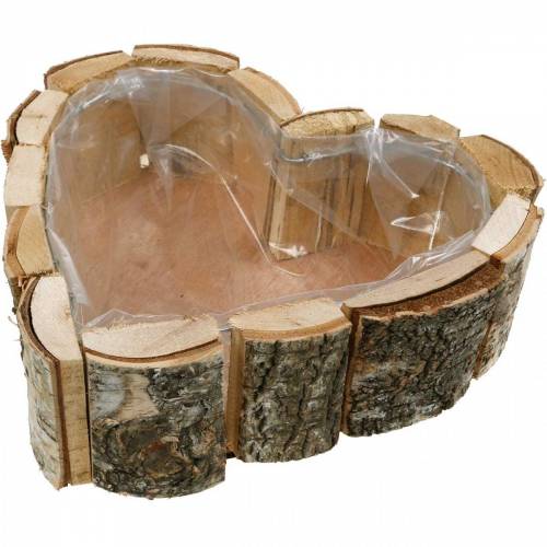 Floristik24 Plantenbak, hartvormige houten schaal, berkenhouten plantenbak, hartvormige schaal 27 × 28cm