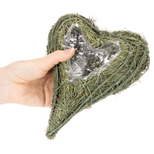 Plantenhart gemaakt van natuurlijk materiaal met folie-inzetstuk, 22 cm, 2 stuks | Floristik24.nl