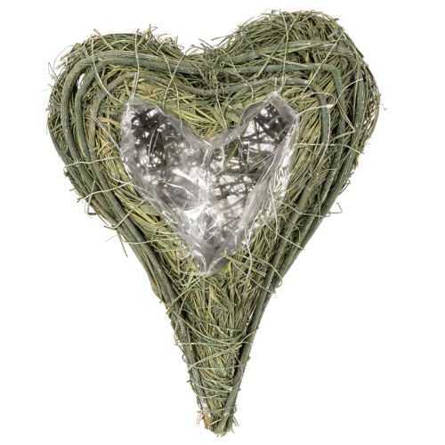 Plantenhart gemaakt van natuurlijk materiaal met folie-inzetstuk, 22 cm, 2 stuks | Floristik24.nl