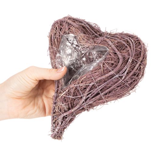 Decoratief hart gemaakt van takjes met plantfolie, 20 cm, 2 stuks | Floristik24.nl