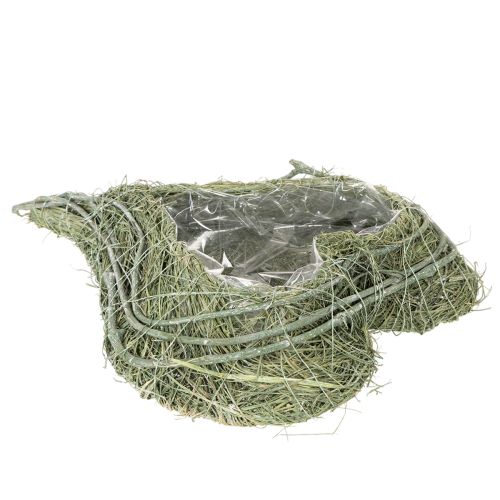 Hartvormige schaal van natuurlijk gras met plantfolie, 38 cm | Floristik24.nl