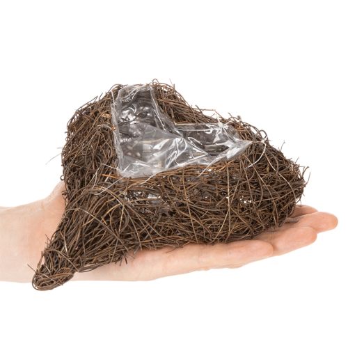 Hartvormige plantenbak van takjes met folie, 20 cm, 2 stuks | Floristik24.nl
