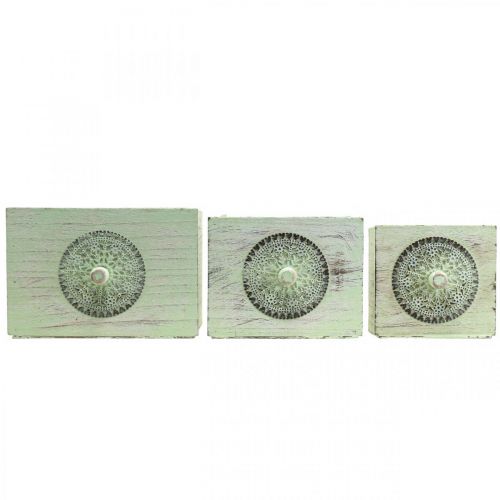 Artikel Plantenbak sierlade shabby groen 15-23cm set van 3