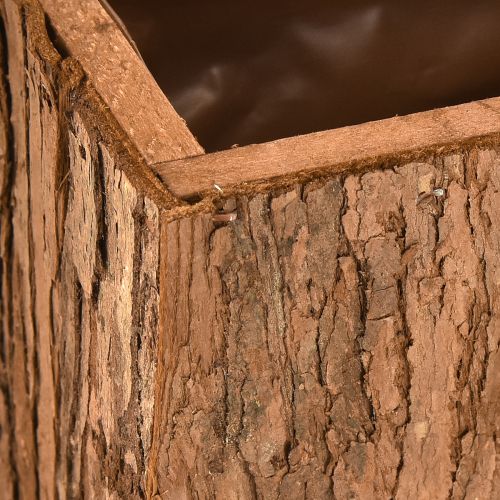 Artikel Houten plantenbak langwerpig bloembak dennenschors 27×10cm