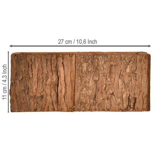 Artikel Houten plantenbak langwerpig bloembak dennenschors 27×10cm