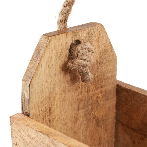 Artikel Houten plantenbak met handvat, vierkant, natuurlijk jute 27x12x17cm