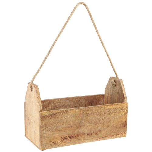 Floristik24 Plantenbak van natuurlijk jutehout met handvat 35x16x21,5cm
