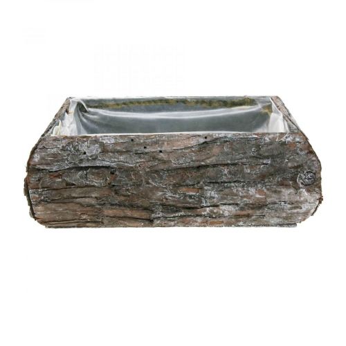 Floristik24 Plantenbak van hout decoratieve plantenbak met boomschors 18×13×6cm