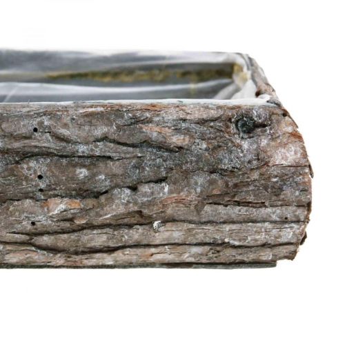 Floristik24 Plantenbak van hout decoratieve plantenbak met boomschors 18×13×6cm