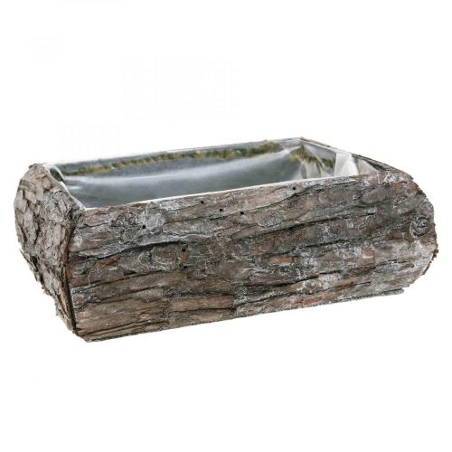 Floristik24 Plantenbak van hout decoratieve plantenbak met boomschors 18×13×6cm