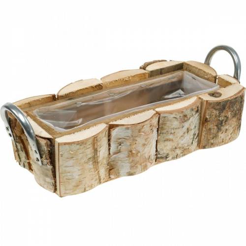 Floristik24 Plantenbak, berken plantenbak, houten decoratie, bloembak met handvatten 32cm