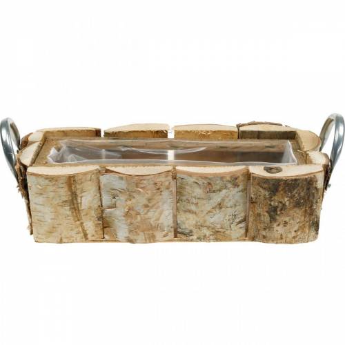 Floristik24 Plantenbak, berken plantenbak, houten decoratie, bloembak met handvatten 32cm