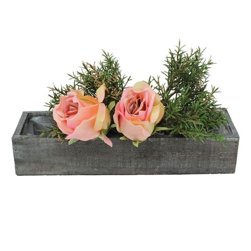 Floristik24 Houten plantenbak grijs 30 x 9,5 x 6 cm