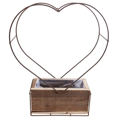 Artikel Plantenbak houten hart decoratief roest H41cm/39cm set van 2