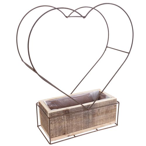 Artikel Plantenbak houten hart decoratief roest H41cm/39cm set van 2