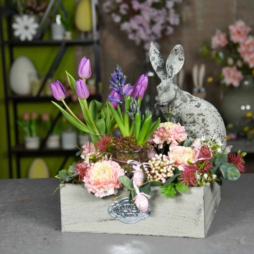 Floristik24 Plantenbak hout vintage metalen bord grijs 28/33/37cm set van 3