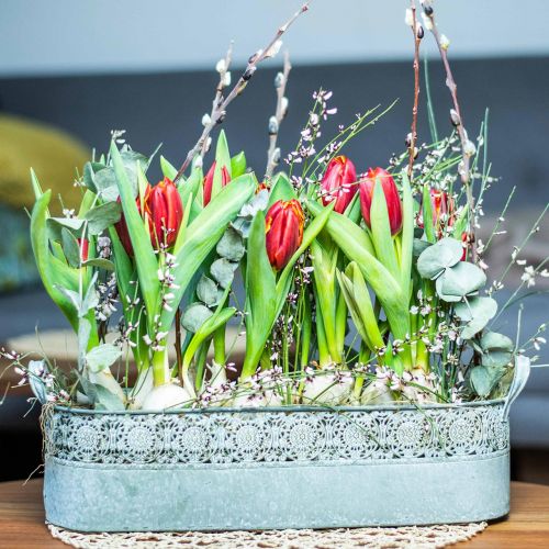 Floristik24 Metalen plantenbak met handvatten Vintage plantenbak Bloembak, set van 2