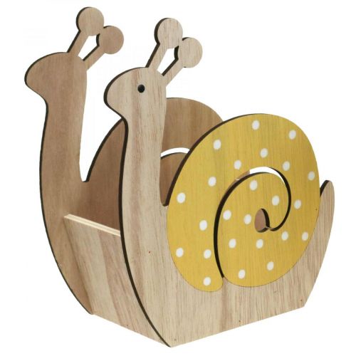 Plantenbak slakken hout sierpot houten slak 19cm 2st