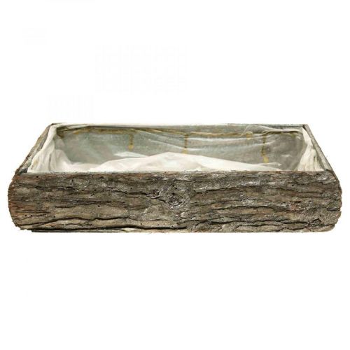 Floristik24 Plantenbak van hout decoratieve plantenschaal met boomschors 33×15×7cm