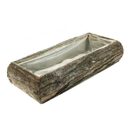 Floristik24 Plantenbak van hout decoratieve plantenschaal met boomschors 33×15×7cm